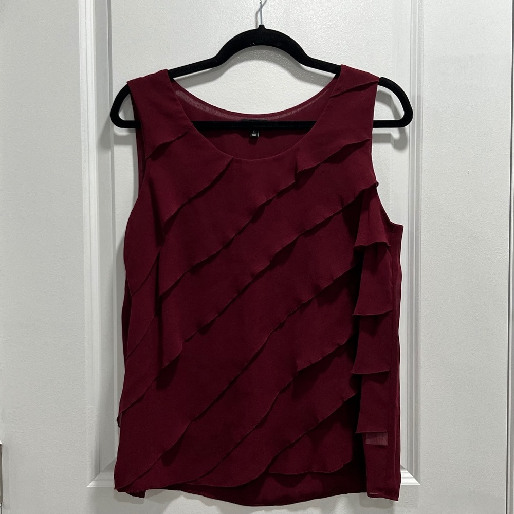 Talbots Garnet Sleeveless Ruffle Blouse - Size 10